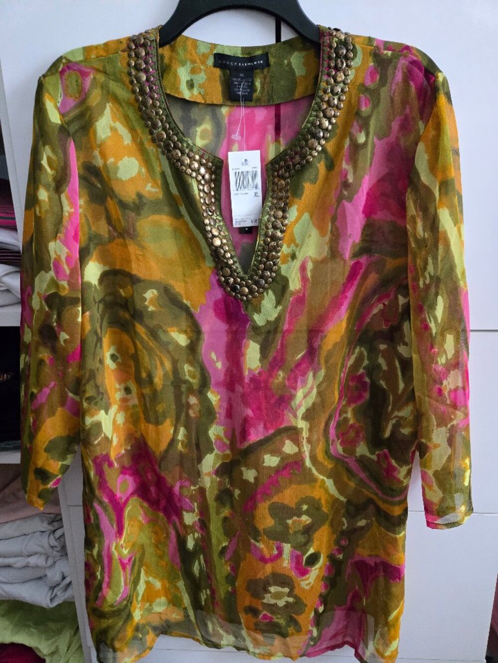NWT Grace Elements Statement Top - Stunning Sheer Tunic - XL
